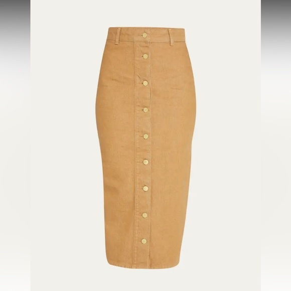 Triarchy Twill Button-Front Midi Skirt - Picture 2 of 5